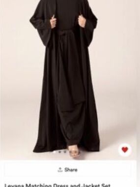 Black Maxi Dress with Tie Waist and Matching Abaya Set- Veiled Collection